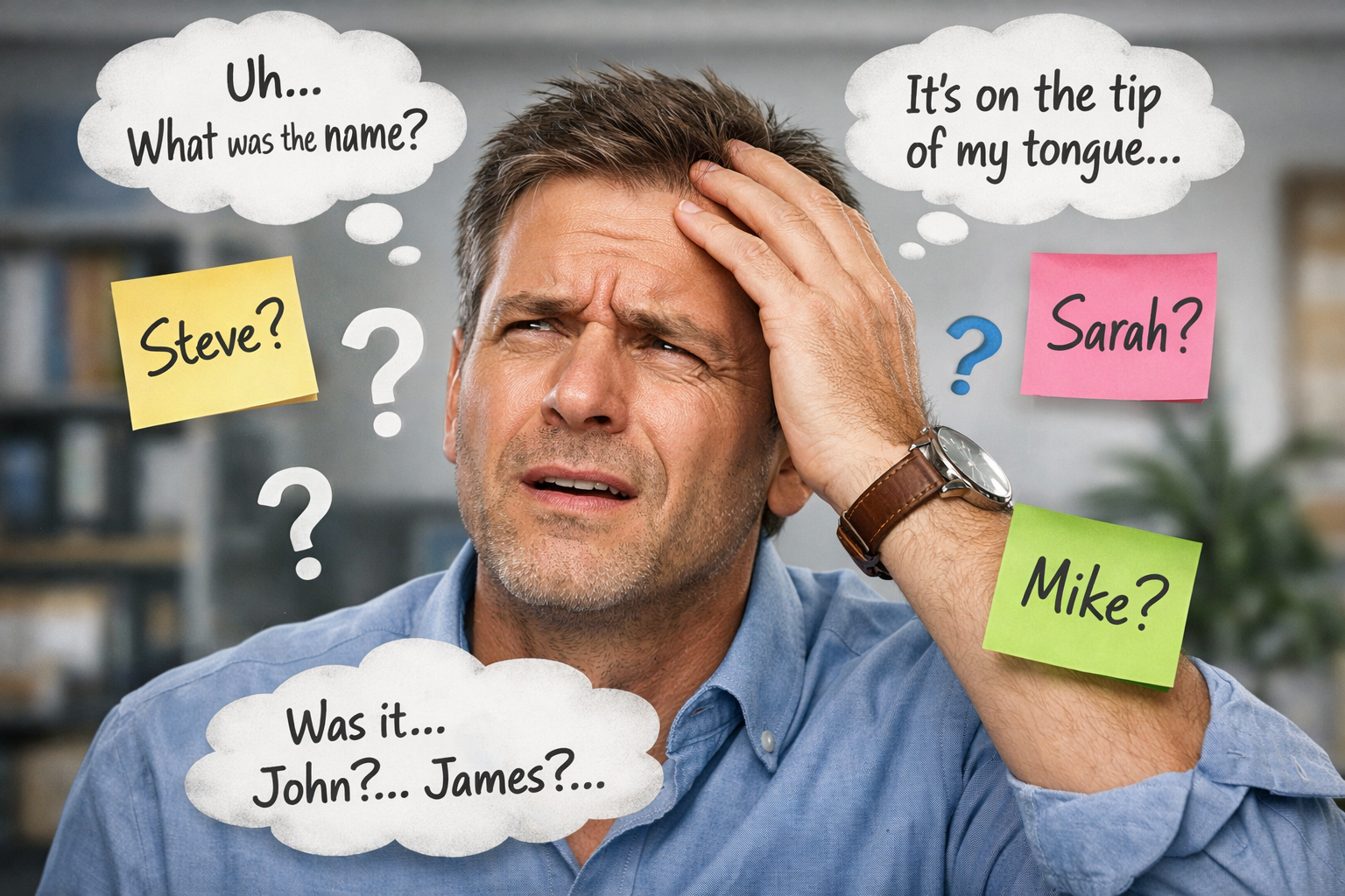 Person trying to remember a name